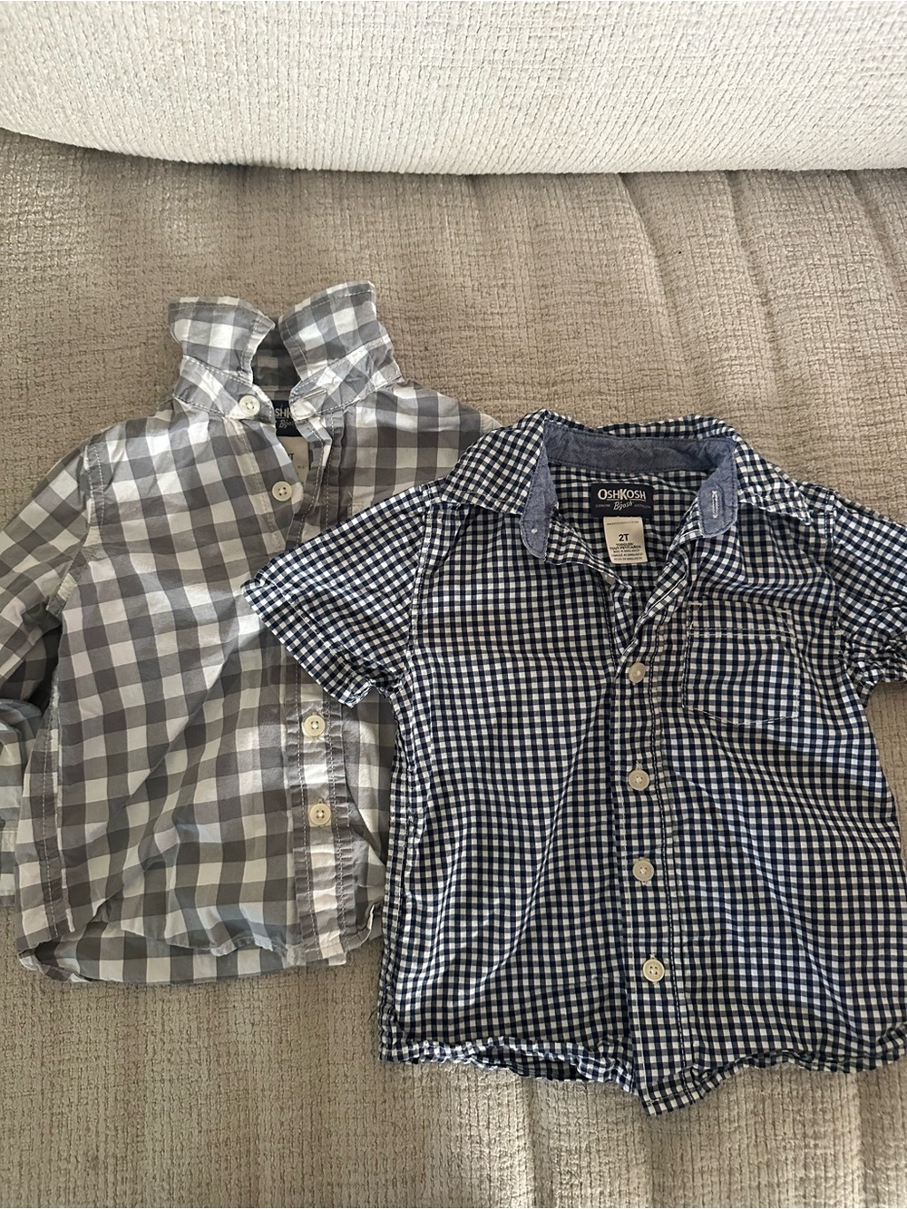 OshKosh B'gosh Navy Gingham Short-Sleeve Shirt for Kids Size 2T